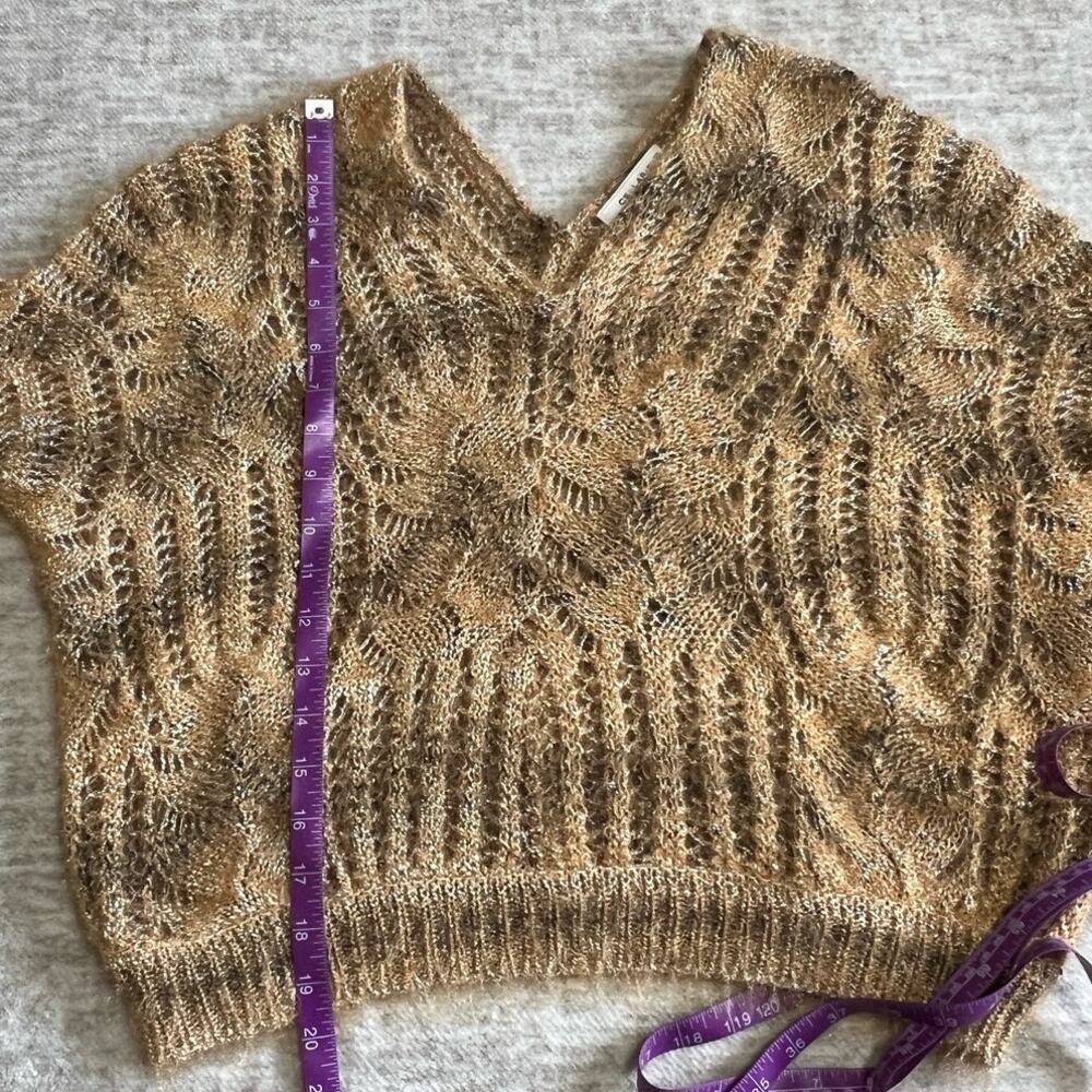 Cellabie Mustard Yellow Open Knit Cropped Sweater One Size Boho Festival Y2K - Picture 8 of 11